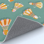 Badminton Birdies - Peach OmbrÃ© on Turquoise Rug Gallery Image 4