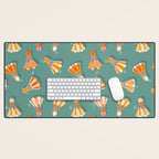 Badminton Birdies - Peach OmbrÃ© on Turquoise Desk Mat Gallery Image 1