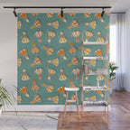 Badminton Birdies - Peach OmbrÃ© on Turquoise Wall Mural Gallery Image 1