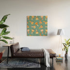 Badminton Birdies - Peach OmbrÃ© on Turquoise Wood Wall Art Gallery Image 2
