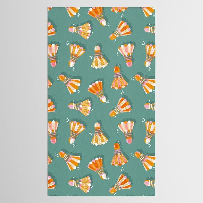 Badminton Birdies - Peach OmbrÃ© on Turquoise Tablecloth Gallery Image 2