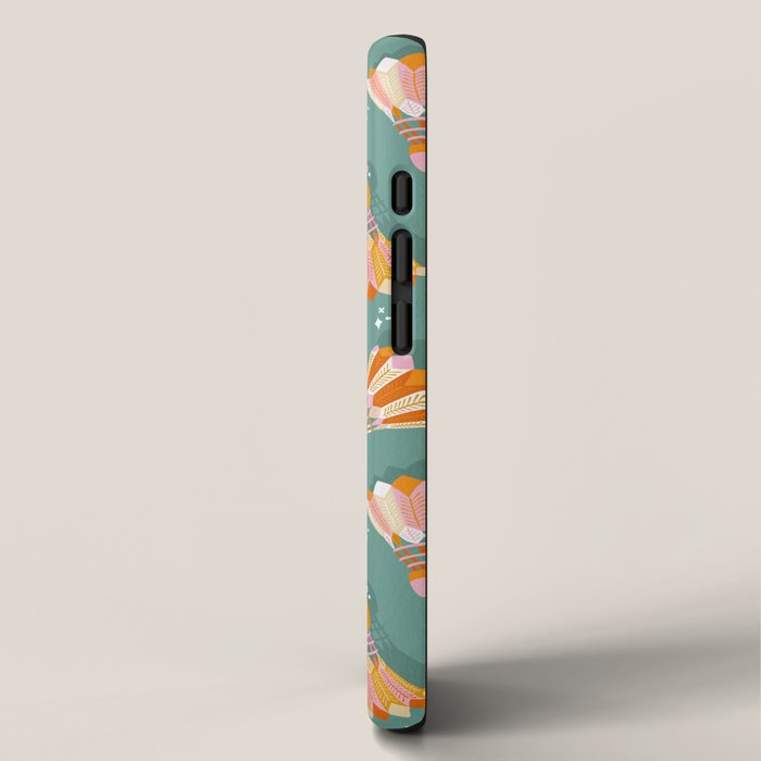 Badminton Birdies - Peach OmbrÃ© on Turquoise iPhone Case Gallery Image 2