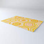 Golden Geometric Tiles Watercolor Rug Gallery Image 3