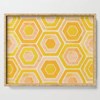Golden Geometric Tiles Watercolor Serving Tray Gallery Image 1