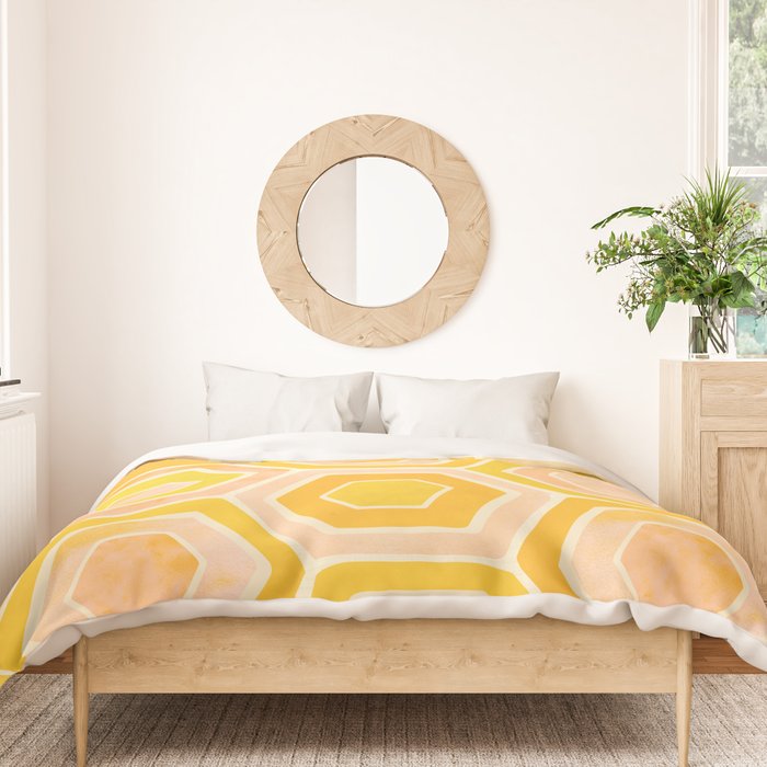 Golden Geometric Tiles Watercolor Duvet Cover Gallery Image 3