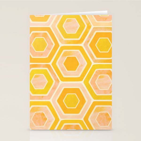 Golden Geometric Tiles Watercolor Stationery Card Gallery Image 2