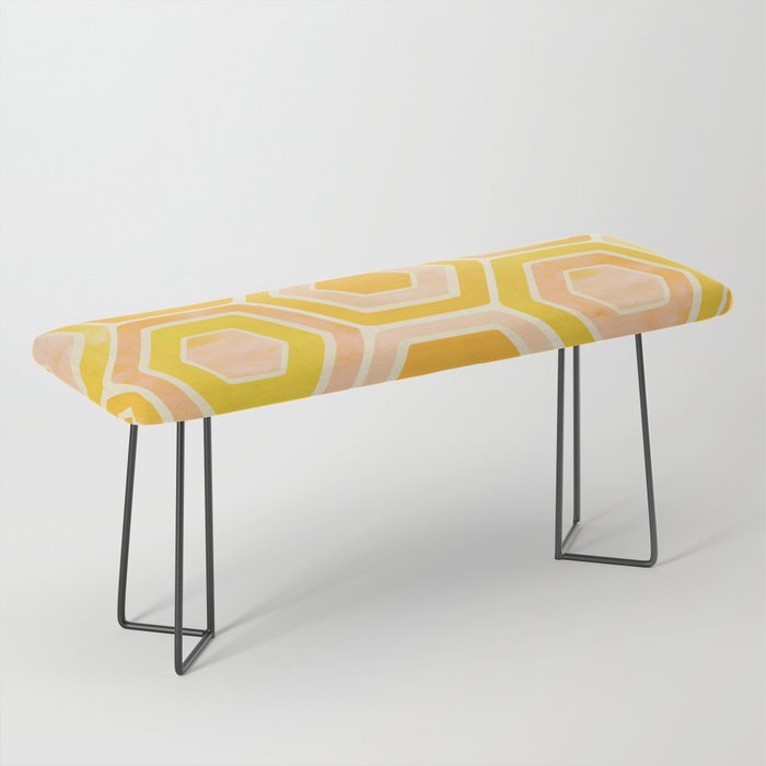 Golden Geometric Tiles Watercolor Bench Gallery Image 1