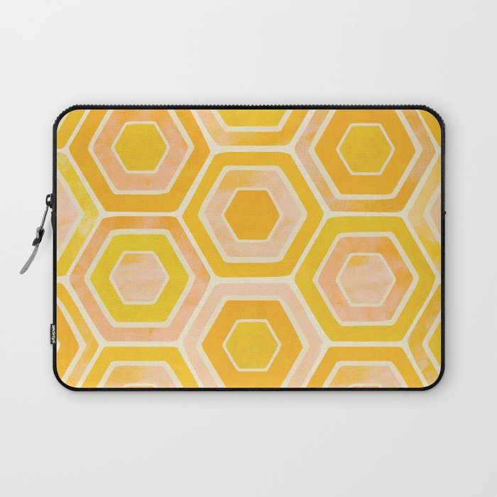 Golden Geometric Tiles Watercolor Laptop Sleeve Gallery Image 1