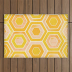 Golden Geometric Tiles Watercolor Outdoor Rug Gallery Image 1