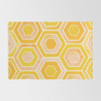 Golden Geometric Tiles Watercolor Rug Gallery Image 2