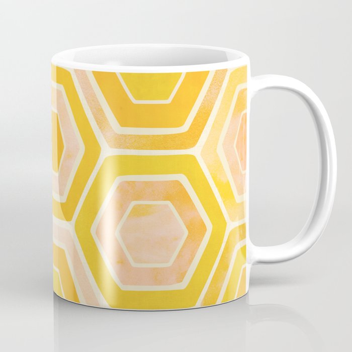 Golden Geometric Tiles Watercolor Coffee Mug Gallery Image 1