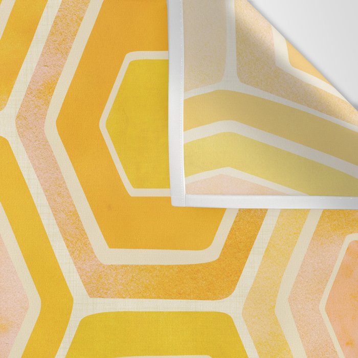 Golden Geometric Tiles Watercolor Wall Tapestry Gallery Image 3