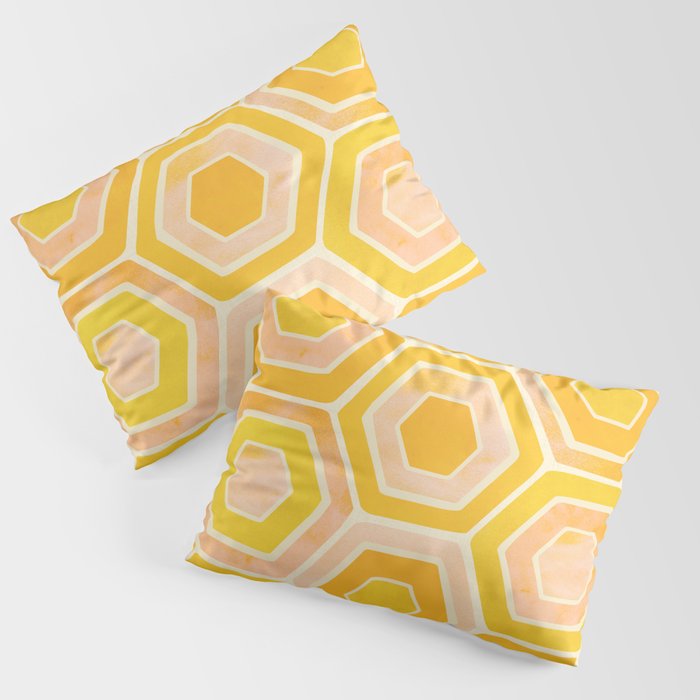Golden Geometric Tiles Watercolor Pillow Sham Gallery Image 1
