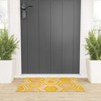 Golden Geometric Tiles Watercolor Welcome Mat Gallery Image 3