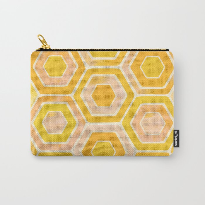 Golden Geometric Tiles Watercolor Carry All Pouch Gallery Image 1