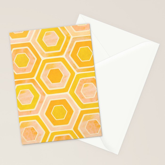 Golden Geometric Tiles Watercolor Stationery Card Gallery Image 2