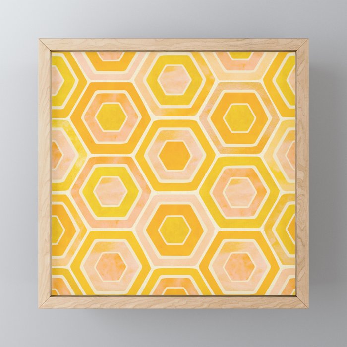 Golden Geometric Tiles Watercolor Mini Art Print Gallery Image 1