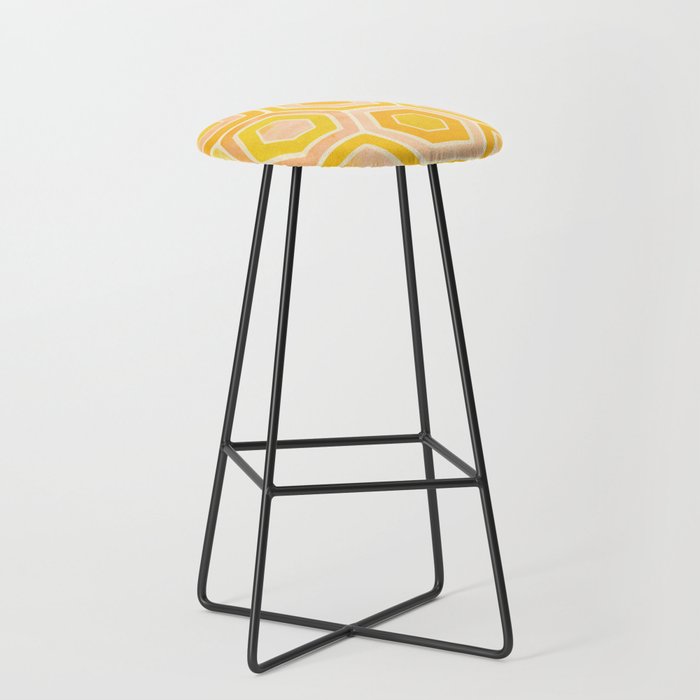 Golden Geometric Tiles Watercolor Stool Gallery Image 1