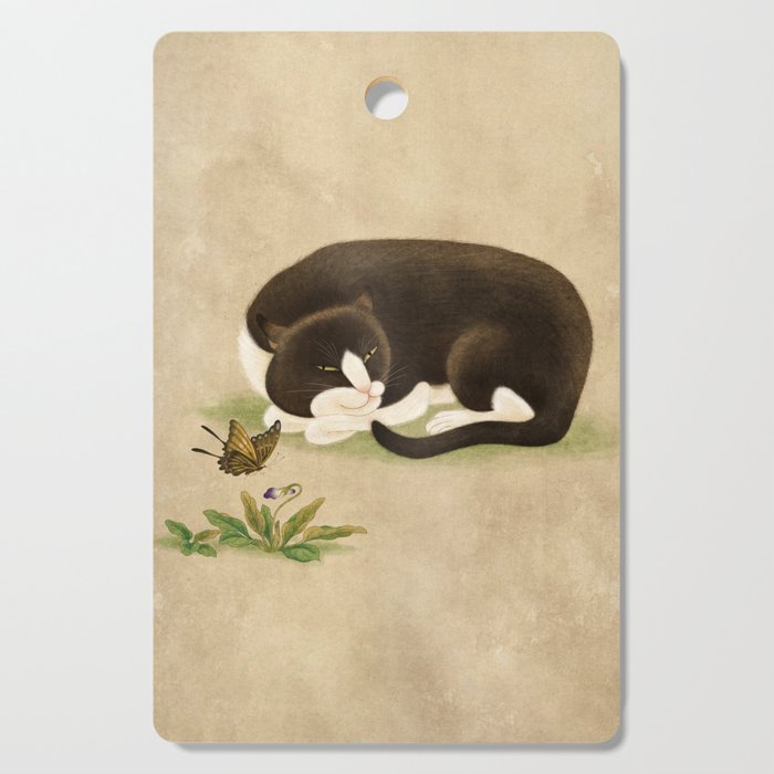 Minhwa: cat & butterfly 2 (Korean traditional/folk art)  Cutting Board Gallery Image 1
