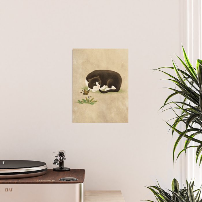 Minhwa: cat & butterfly 2 (Korean traditional/folk art)  Poster Gallery Image 2