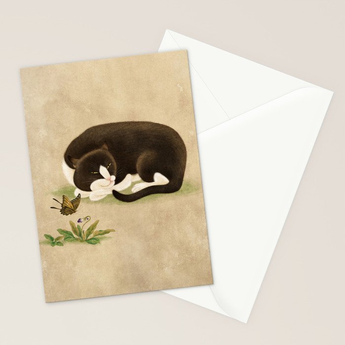 Minhwa: cat & butterfly 2 (Korean traditional/folk art)  Stationery Card Gallery Image 2