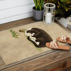 Minhwa: cat & butterfly 2 (Korean traditional/folk art)  Outdoor Rug Gallery Image 2