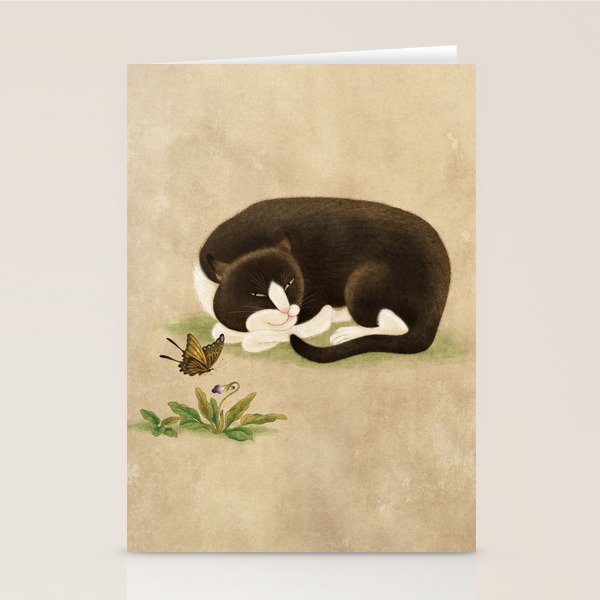 Minhwa: cat & butterfly 2 (Korean traditional/folk art)  Stationery Card Gallery Image 2