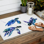 Three Sea Turtles, Marine Blue Aquatic design Outdoor Rug Gallery Image 2