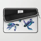 Three Sea Turtles, Marine Blue Aquatic design Laptop Sleeve Gallery Image 2