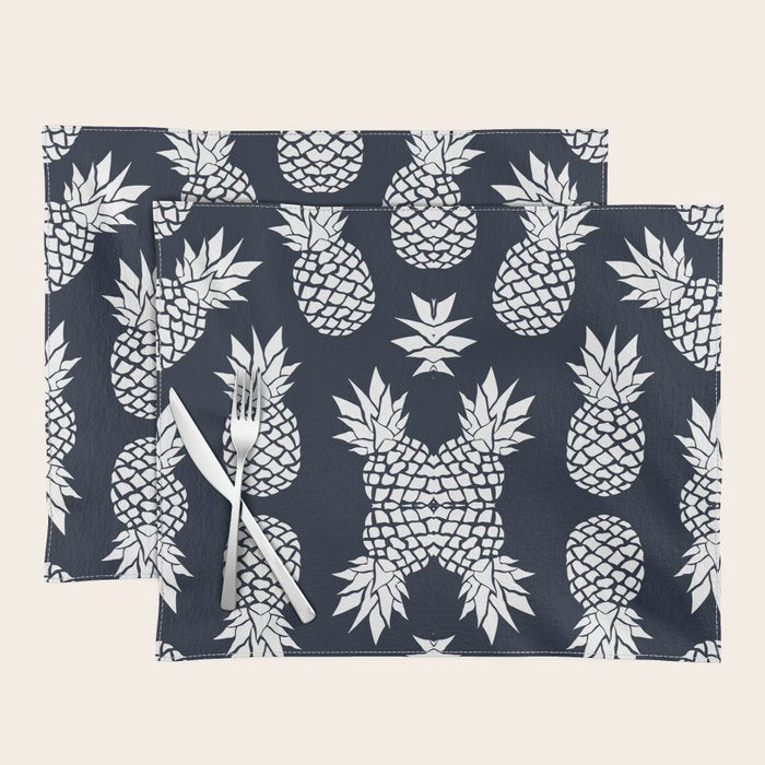 Tropical, Pineapples, Navy Blue ad White Placemat Gallery Image 1