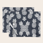 Tropical, Pineapples, Navy Blue ad White Placemat Gallery Image 1