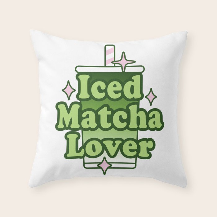 Iced Matcha Lover Throw Pillow Gallery Image 1