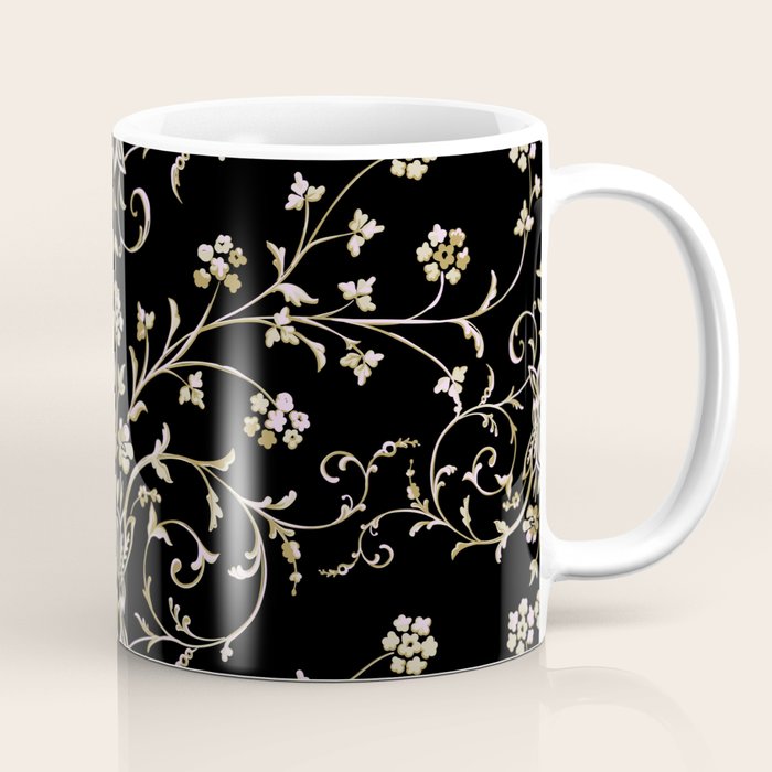 Elegant Antique Baroque Black & Gold Scroll Pattern Coffee Mug Gallery Image 1