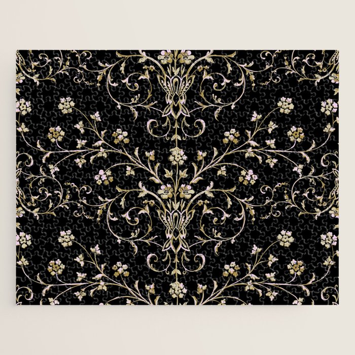 Elegant Antique Baroque Black & Gold Scroll Pattern Jigsaw Puzzle Gallery Image 1