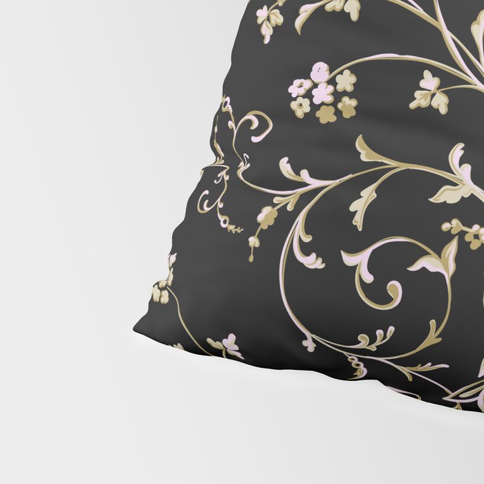 Elegant Antique Baroque Black & Gold Scroll Pattern Pillow Sham Gallery Image 4