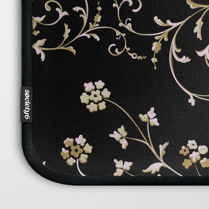 Elegant Antique Baroque Black & Gold Scroll Pattern Laptop Sleeve Gallery Image 3