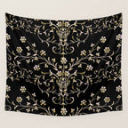 Elegant Antique Baroque Black & Gold Scroll Pattern Wall Tapestry Gallery Image 4