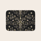 Elegant Antique Baroque Black & Gold Scroll Pattern Bath Mat Gallery Image 1