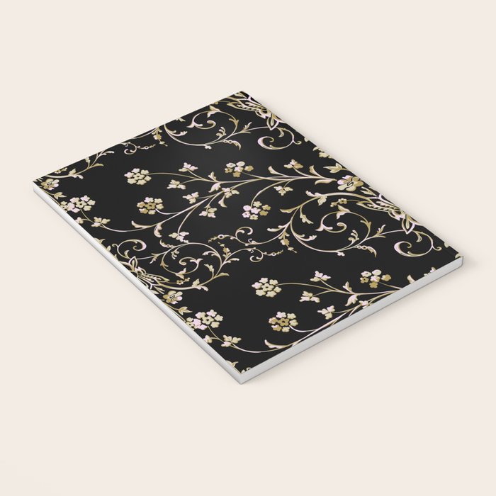 Elegant Antique Baroque Black & Gold Scroll Pattern Notebook Gallery Image 3