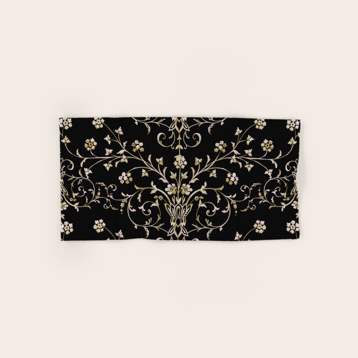 Elegant Antique Baroque Black & Gold Scroll Pattern Bath Towel Gallery Image 1