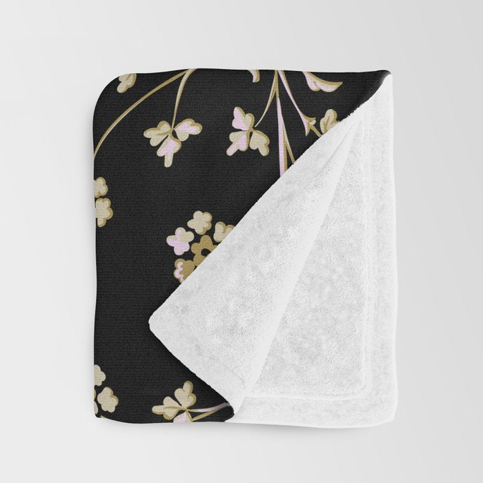 Elegant Antique Baroque Black & Gold Scroll Pattern Throw Blanket Gallery Image 3