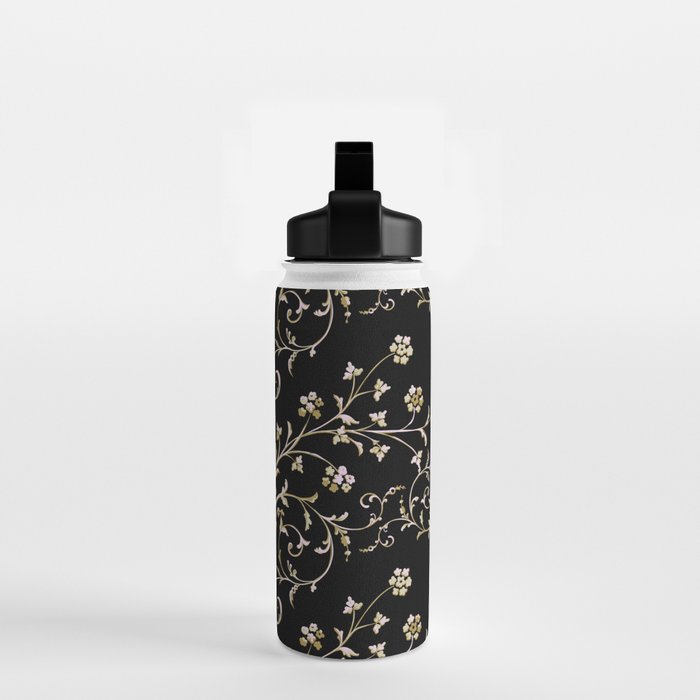 Elegant Antique Baroque Black & Gold Scroll Pattern Water Bottle Gallery Image 2