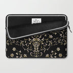 Elegant Antique Baroque Black & Gold Scroll Pattern Laptop Sleeve Gallery Image 2