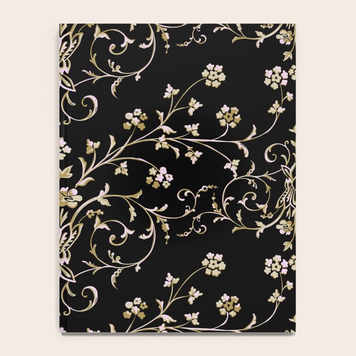 Elegant Antique Baroque Black & Gold Scroll Pattern Notebook Gallery Image 4