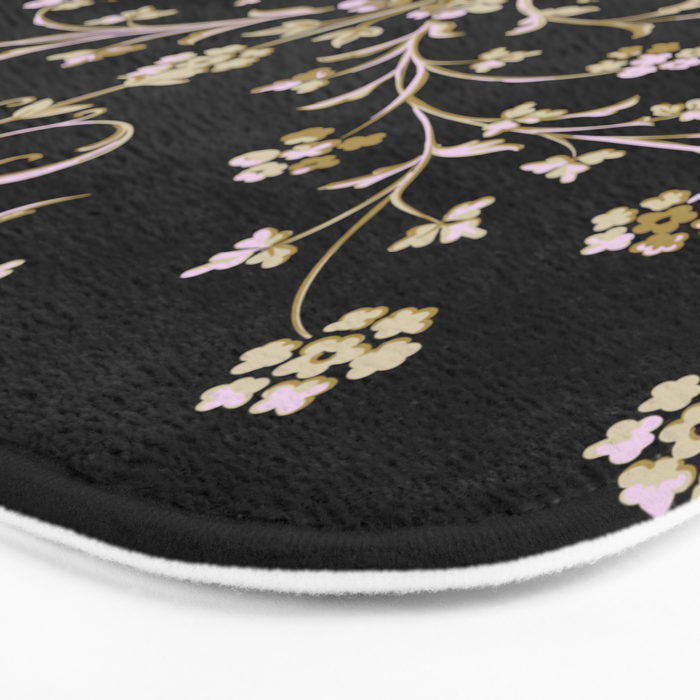 Elegant Antique Baroque Black & Gold Scroll Pattern Bath Mat Gallery Image 3