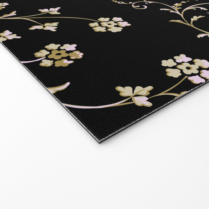 Elegant Antique Baroque Black & Gold Scroll Pattern Welcome Mat Gallery Image 2