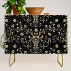 Elegant Antique Baroque Black & Gold Scroll Pattern Credenza Gallery Image 1