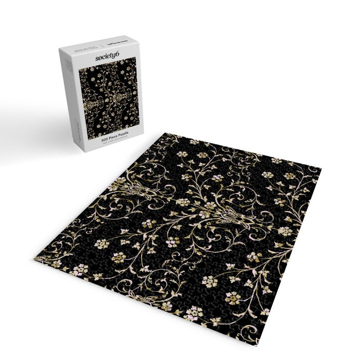 Elegant Antique Baroque Black & Gold Scroll Pattern Jigsaw Puzzle Gallery Image 2