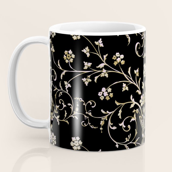 Elegant Antique Baroque Black & Gold Scroll Pattern Coffee Mug Gallery Image 3