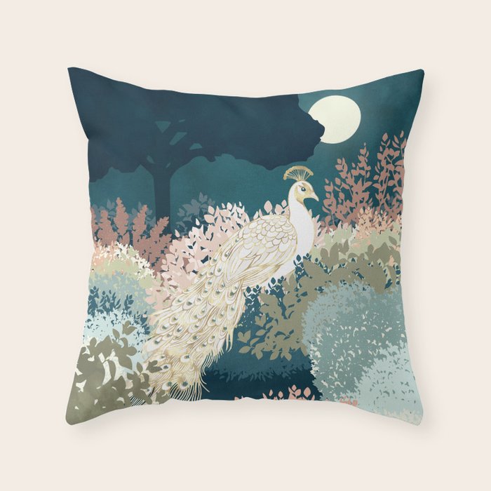 Peacock Garden II Throw Pillow Gallery Image 1